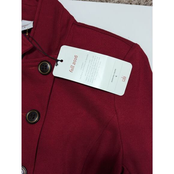 CAbi Outing Blazer Rhubarb Red Asymmetrical Jacket Coat Womens 4 Preppy Top - Picture 5 of 6